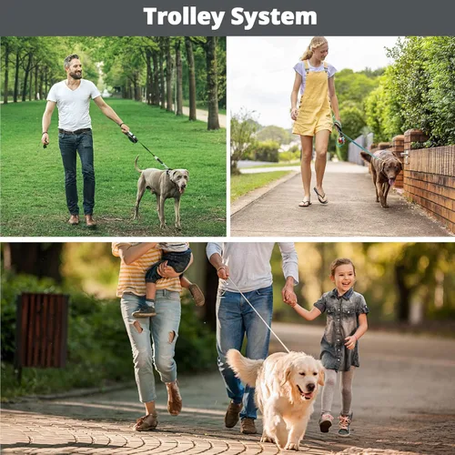 Vista 159 de Correa de perro de cuerda de 3 pies: correa resistente con gancho giratorio bloqueable, hilos reflectantes, bungee y asa acolchada - Correa