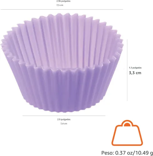 Vista 4 de Amazon Basics Tazas de silicona reutilizables para hornear, moldes para muffins libres de BPA, aptas para lavavajillas, 7.3 x 7.3 x 3.3 cm