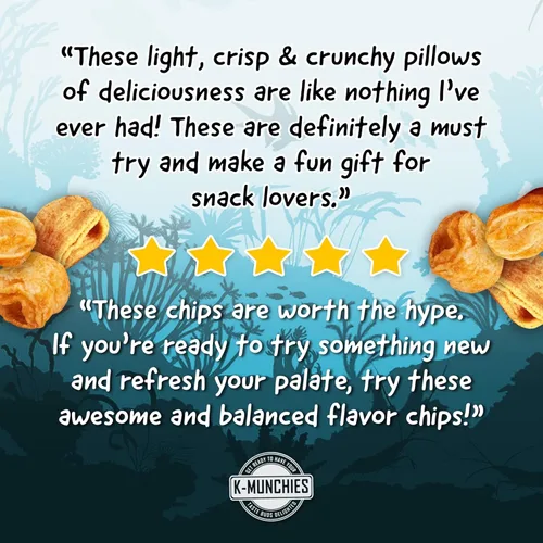 Vista 6 de K-Munchies Orion Turtle Chips – Bolsa grande de 3 x 160 gramos de sabor a caramelo con sabor a palomitas de maíz, chips coreanos grandes