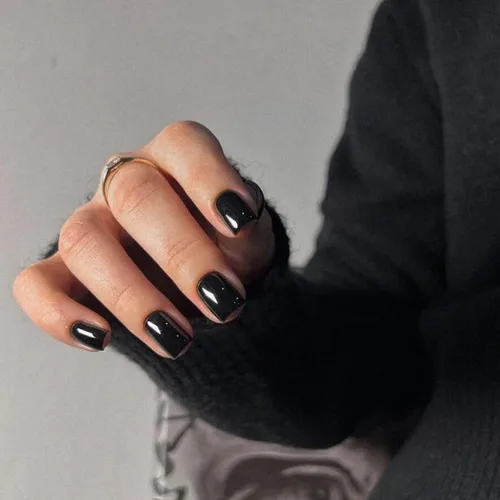 Vista 31 de Uñas postizas a presión con punta francesa negra, uñas cortas de almendra, uñas con pegamento para mujer, uñas acrílicas francesas de gel, uñas