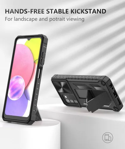 Vista 3 de SOiOS Funda protectora para Samsung Galaxy A03s: protección completa a prueba de caídas de grado militar con soporte Carcasa resistente a prueba