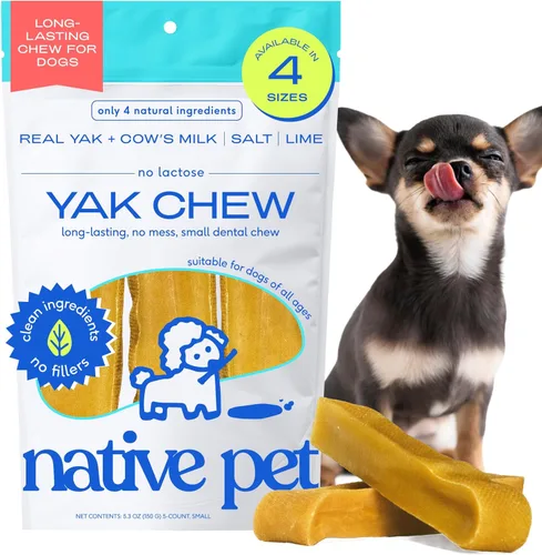 Native Pet Yak Cheese Himalayan Dog Chews - Palitos dentales de larga duración para razas pequeñas, masticables de yak del Himalaya 100% naturales