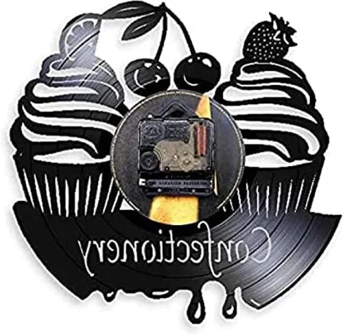 Vista 2 de Sweets - Lámpara de pared contemporánea para colgar, reloj con diseño de dulces navideños, relojes de panadería, decoración de pared, idea de disco