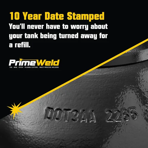 Vista 3 de PrimeWeld Botella 75% Argón 25% CO2 125CF DOT 3AA Válvula CGA 580 de EE. UU. La mejor mezcla de gas para soldadura MIG Cilindros completos