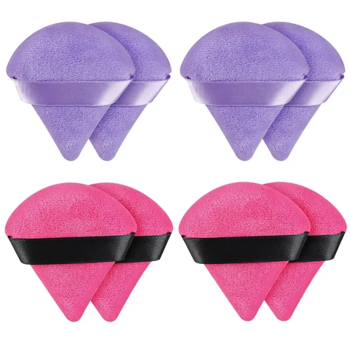 Vista 11 de 8 piezas triángulo polvo soplo cara triángulo suave maquillaje Puff terciopelo cosmética base licuadora esponja belleza maquillaje herramientas