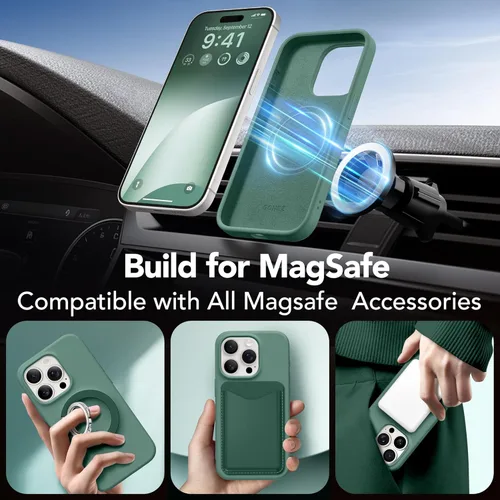 Vista 645 de GONEZ Funda magnética para iPhone 14, compatible con Magsafe, con protector de pantalla + protector de cámara, forro de microfibra antiarañazos