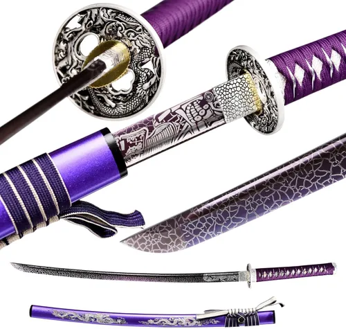 Vista 8 de Japanese Katana Sword Real Authentic,Full Tang,Functional,Practical,1060 high Carbon Steel,Hademade Heat Tempered Full Hand Forged Traditional