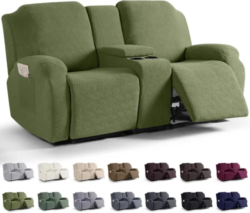 Vista 16 de KinCam Fundas para Sillón Reclinable de Dos Plazas con Funda para Consola Central, Fundas para Sofá Reclinable de 2 Asientos, Funda para Sofá