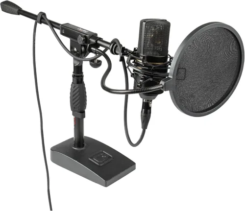 Vista 13 de Gator Frameworks - Soporte de micrófono de base corta y pesada con brazo telescópico y contrapeso de 2.5 libras, ideal para escritorio, grabación