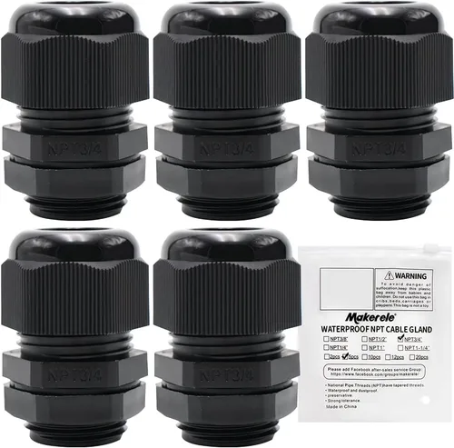 Vista 15 de MAKERELE NPT de 1" Conector de Glándula de Cable Agarre de Cordón Protectores de Alambre de Nylon Plástico Impermeables