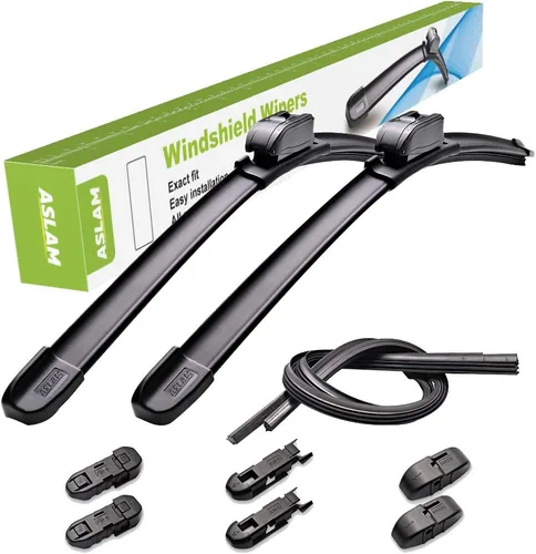 Vista 8 de ASLAM Limpiaparabrisas para todas las estaciones, tipo M, 20 + 20 pulgadas, adaptadores multifuncionales y repuestos reemplazables, doble vida útil