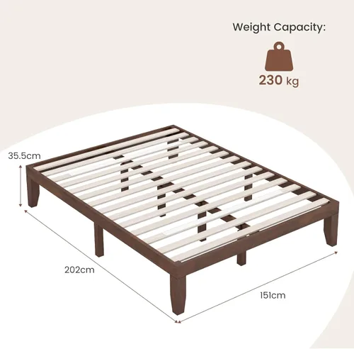 Vista 86 de COSTWAY Marco de cama de plataforma tamaño King, base de colchón de madera de goma maciza de 14 pulgadas con soporte de listones resistentes, marco