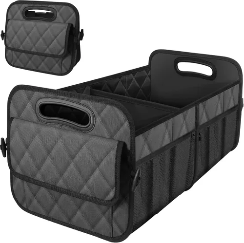 Vista 19 de Organizador de maletero Deosk con 6 bolsillos - Accesorio de almacenamiento para coches, SUV, minivans y camionetas - 50L Poliéster impermeable Beige