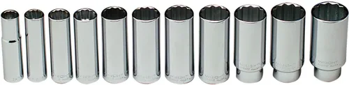 Wright Tool 402 1/2" Drive 12 Point Deep Socket Set, 1/2" - 1-1/8" (11 piezas)