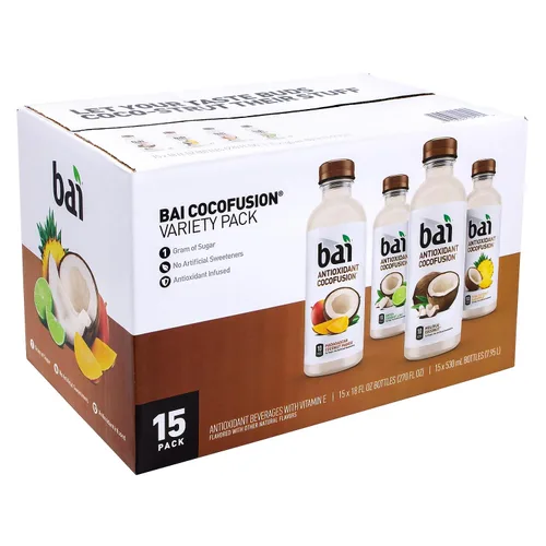 Bai Coco Volcanic - Paquete variado de bebidas antioxidantes (paquete de 1) 18 onzas líquidas, 270 onzas líquidas de Beeps and Bells Corporation