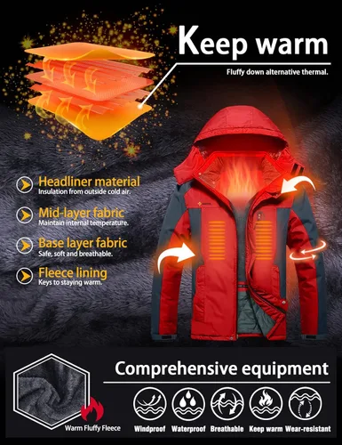 Vista 5 de GEMYSE Men's Mountain Waterproof Ski Snow Jacket Winter Windproof Rain Jacket