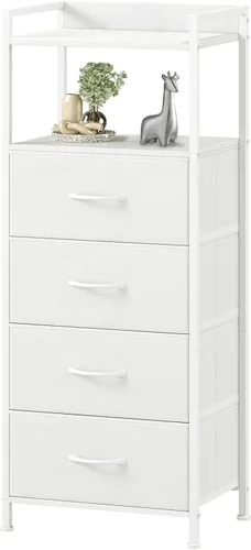 Vista 13 de Somdot - Mesita de noche con 3 cajones, cómoda con contenedores de tela para dormitorio, pasillo, entrada, mueble de mesa de noche, marco de acero