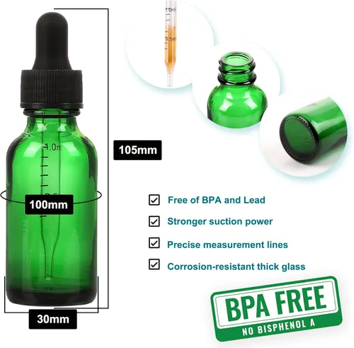 Vista 48 de NOOEEISS 4 piezas, botella con cuentagotas de 1 oz, botella de vidrio ámbar con cuentagotas, botellas de tintura con cuentagotas, acabado elegante