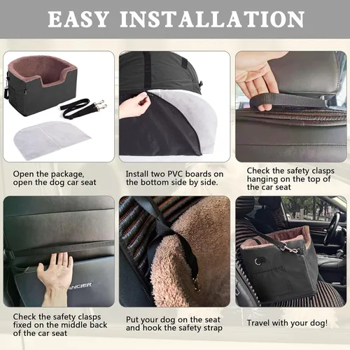 Vista 4 de FAREYY Asiento elevador de perro elevado para perros pequeños, con bolsillo de almacenamiento y correa de seguridad con clip, asiento elevador