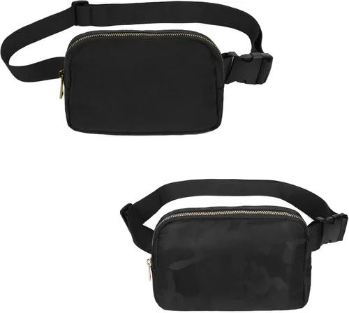 Vista 56 de VOROLO Riñonera para mujeres y hombres, bolsa cruzada, bolsa de cinturón con correa ajustable, Gris claro, Talla única