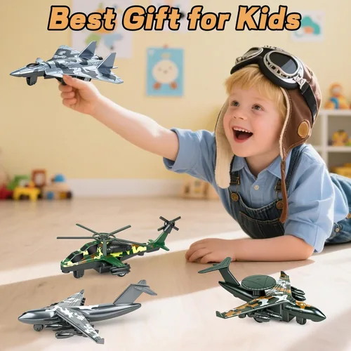 Vista 6 de 4 Pack Juguetes de Aviones Fundidos a Troquel, Juguetes de Modelos de Aviones del Ejército de Aleación Aviones de Camouflage Avión de Combate