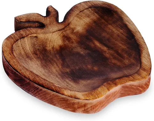 Vista 5 de S.B Arts - Bandeja redonda de madera, decoración de mesa de comedor, plato organizador de cocina, acento de mesa central, madera rústica, elegante