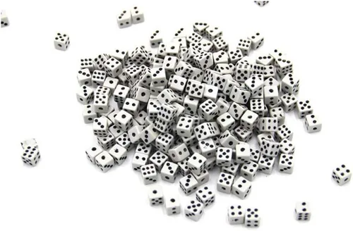 100 dados blancos de 0.315 pulgadas, dados de juego para adultos para matemáticas, actividad, tema de casino, recuerdos de fiesta, regalos, trucos
