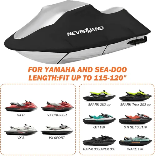 Vista 2 de Funda para moto acuática compatible con Yamaha Seadoo, funda para moto acuática remolcable de 2 3 plazas, resistente a los rayos UV, impermeable