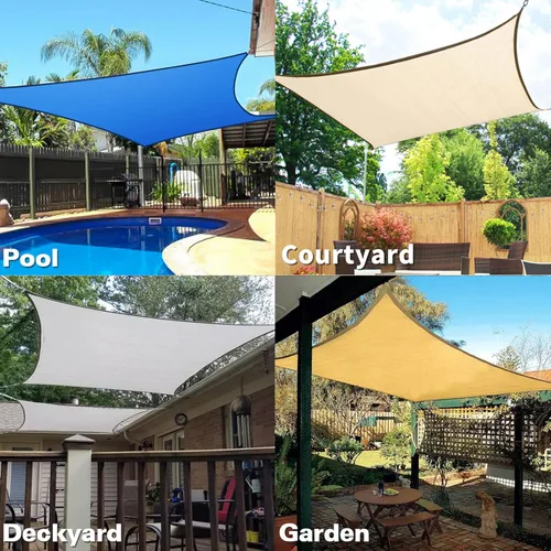 Vista 7 de KANAGAWA - Toldo rectangular tipo vela, parasol de tela que bloquea rayos UV para exteriores, patio y jardín, 8x10 pies, marrón