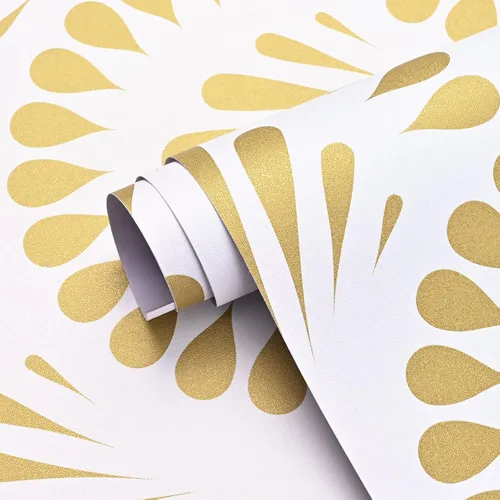 Vista 9 de WENMER Papel tapiz de 17.71 x 197 pulgadas, papel tapiz dorado para despegar y pegar, papel tapiz bohemio autoadhesivo extraíble, papel tapiz