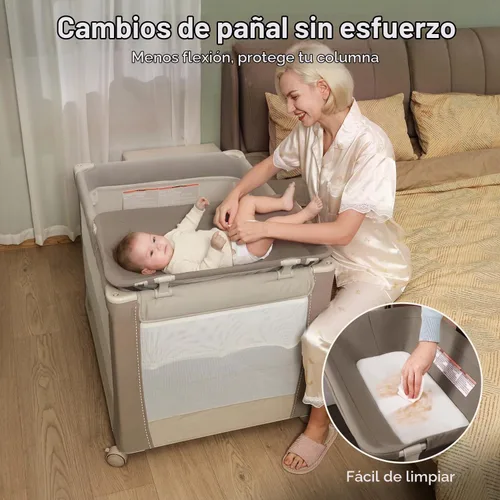 Vista 5 de Pamo Babe Paquete de lujo y juego con moisés y cambiador Caqui