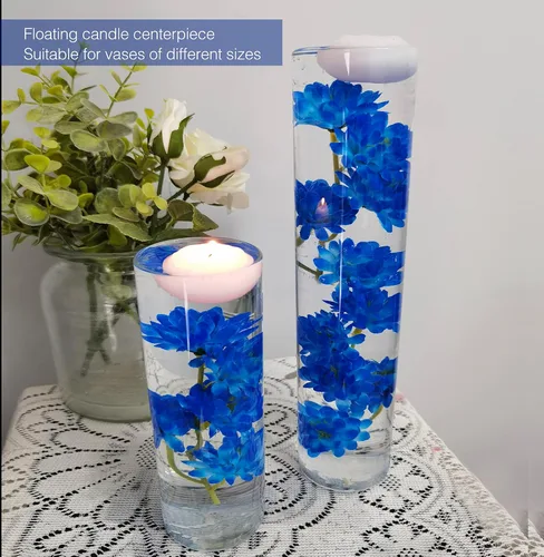 Vista 2 de 12 piezas de flores artificiales azules para centros de mesa flotantes, relleno de jarrón de flores artificiales para centros de mesa de boda
