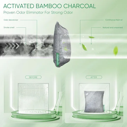 Vista 5 de Absorbedor de olores de carbón activado, ganchos grandes de 17.64 oz de ancho, eliminador de olores naturales para olores fuertes, bolsas