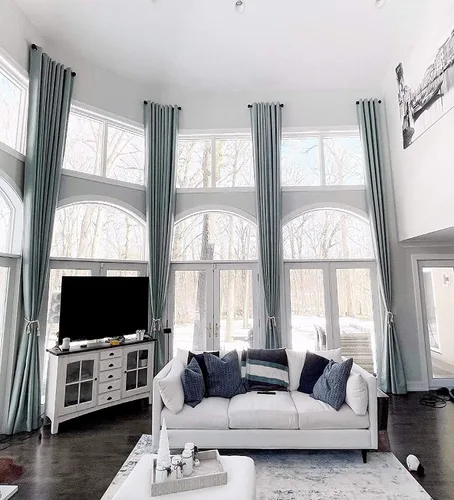 Vista 15 de Ikiriska Cortina de lino 100% opaca extra larga (1 panel). Aislamiento térmico grueso. Hecho a medida de 8 a 24 pies de longitud