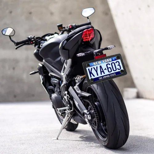 Vista 5 de Marco para matrícula de motocicleta de acero inoxidable, marco de matrícula de fibra de carbono personalizado como decoración para automóvil