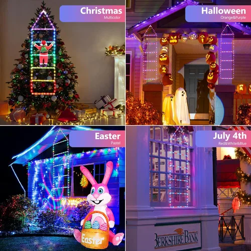 Vista 3 de Toodour - Luces de decoración navideña, 1 m de luces decorativas RGB inteligentes de Navidad con Santa Claus, luz de escalera controlada por