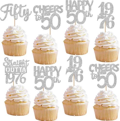 Vista 87 de 30 piezas de decoraciones para pastel de cumpleaños número 10, decoraciones de cupcakes negras con brillo, 10 feliz cumple, directo desde 2016, 10