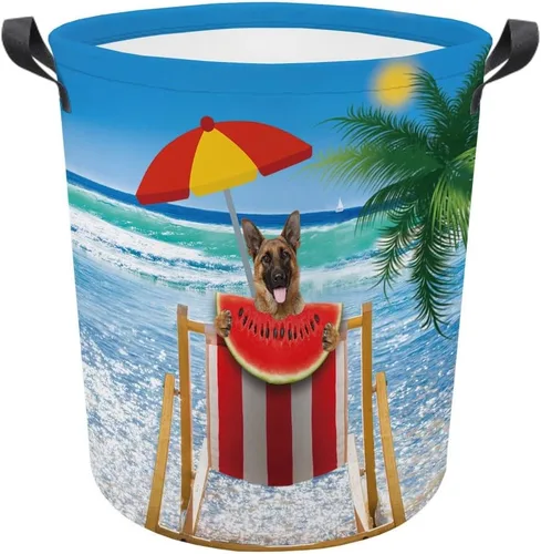 Vista 8 de Cesta plegable con estampado de perro, lindo Cavalier King Charles Spaniel Sandía con asa, caja de juguetes, bolsa de almacenamiento