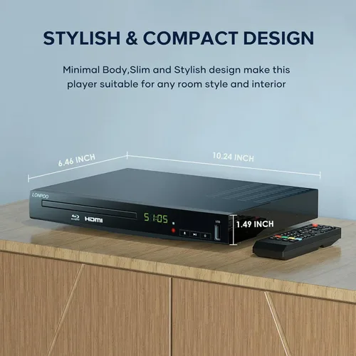 Vista 6 de Reproductor de Blu Ray y DVD, reproductor de disco Blu-ray Full HD con CD, fácil de conectar y fácil de usar, reproductor de DVD de cine en casa