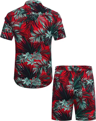 Vista 3 de COOFANDY Men's Hawaiian Matching Set Summer Beach 2 Piece Outfits Flower Shirt Tracksuits