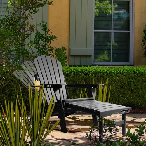 Vista 8 de Silla Adirondack con respaldo ajustable, sillas Adirondack plegables,Sillas Adirondack de plástico con otomana,Silla Adirondack resistente a