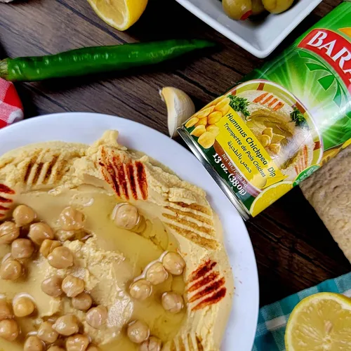 Vista 3 de Baraka Hummus Tahini Dip original Hummus de garbanzos vegano totalmente natural con tahini para inmersión Liso, sin lácteos, sin OMG, sin