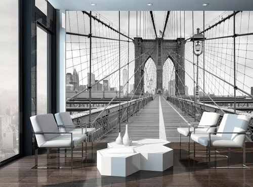 Papel tapiz fotográfico 3D de Brooklyn Bridge, mural de puente de edificio de la ciudad, murales de pared, espacio para sala de estar, dormitorio,