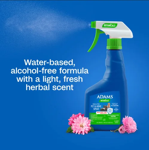 Vista 6 de ADAMS Botanicals Espray para pulgas y garrapatas para mascotas y hogar, para perros, gatos y hogar, 16 onzas
