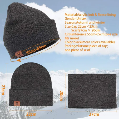 Vista 3 de Conjunto de guantes de invierno para pantalla táctil para hombres y mujeres, con forro polar de punto cálido