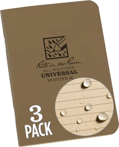 Vista 14 de Rite in the Rain Mini cuaderno con grapas resistente a la intemperie, 3.25 x 4.625 pulgadas, cubierta naranja, patrón universal, paquete de 3