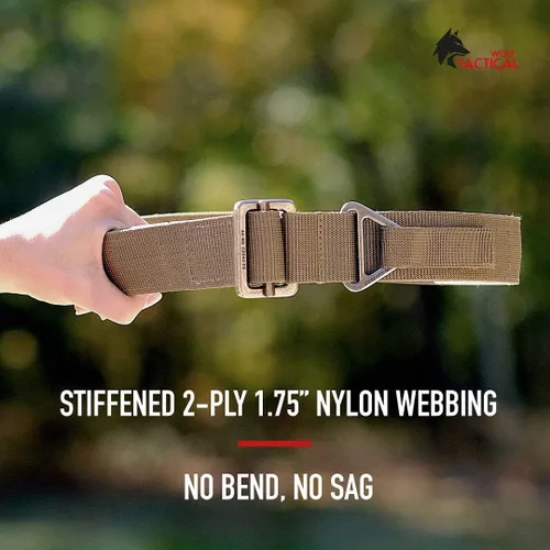Vista 4 de WOLF TACTICAL Cinturón de aparejos de alta resistencia - Cinturón de pistola EDC de nailon reforzado de 2 capas de 1.75 pulgadas