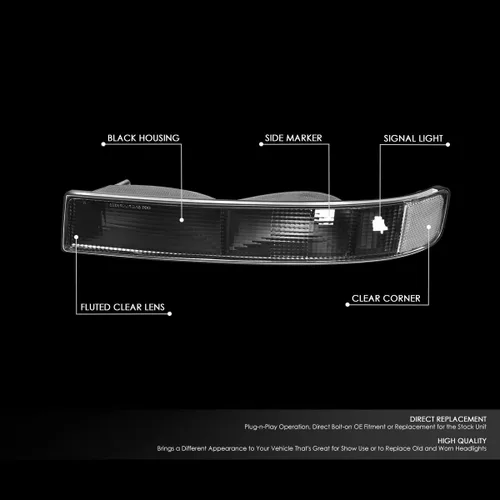 Vista 2 de DNA MOTORING BL-CEGS03-BK-CL1 Par de luces de estacionamiento/señal de giro estilo OE para parachoques delantero Compatible con 03-14 Express Savana