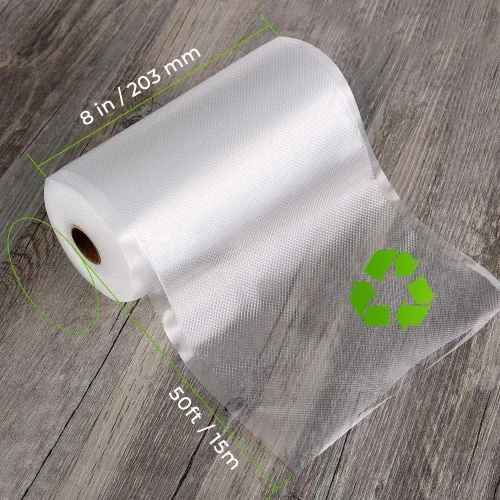 Vista 4 de Bolsas selladoras al vacío para alimentos, rollos de bolsas de comida de 8 x 20 pulgadas, paquete de 2 unidades, grado comercial, resistente, sin