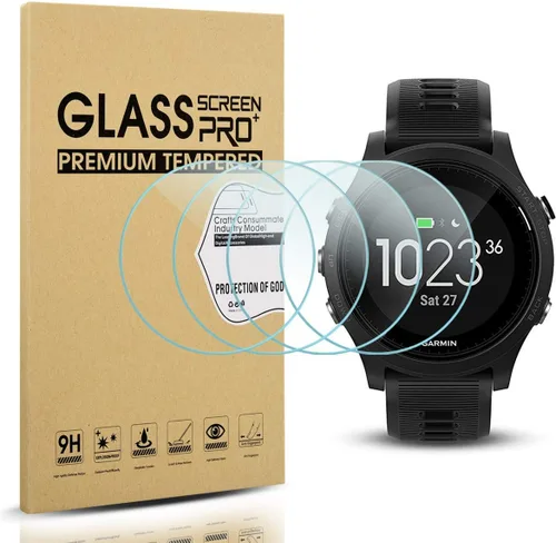 Diruite Paquete de 4 protectores de pantalla para Garmin Forerunner 935, película protectora de pantalla de vidrio templado ultrafino de dureza 2.5D